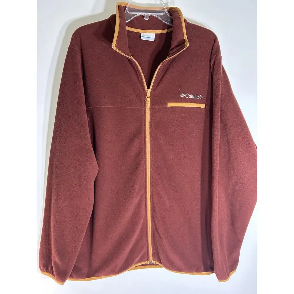 Columbia Sportswear Mountain Crest Mens L/S Size L Rare Maroon/Orange Jacket